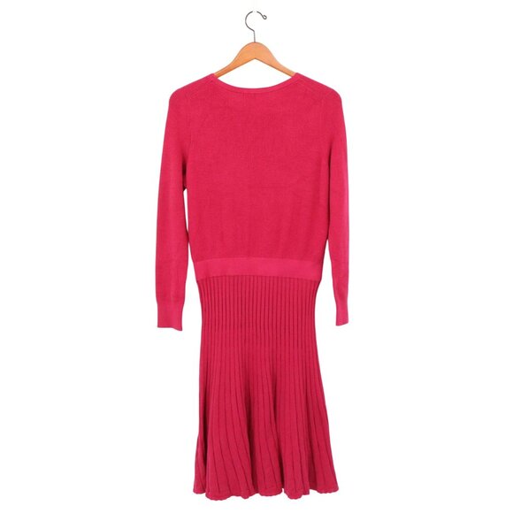Boden Pleated Knitted Mini Long Sleeve Sweater Dress Sweet Rose Pink 8L 8 Tall - Picture 7 of 7